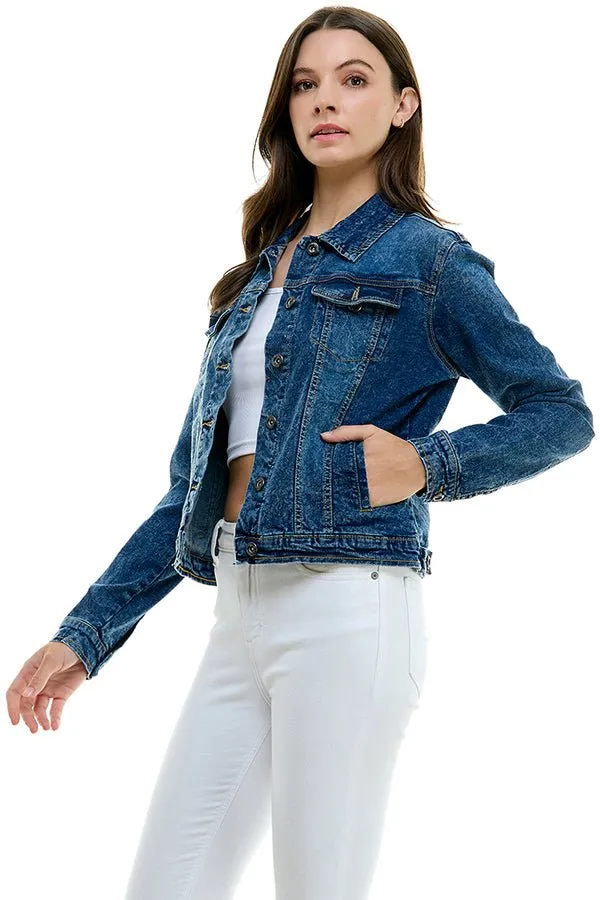 Plus Size Stretch Ladies  Casual Denim Jacket