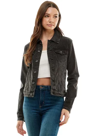 Plus Size Stretch Ladies  Casual Denim Jacket