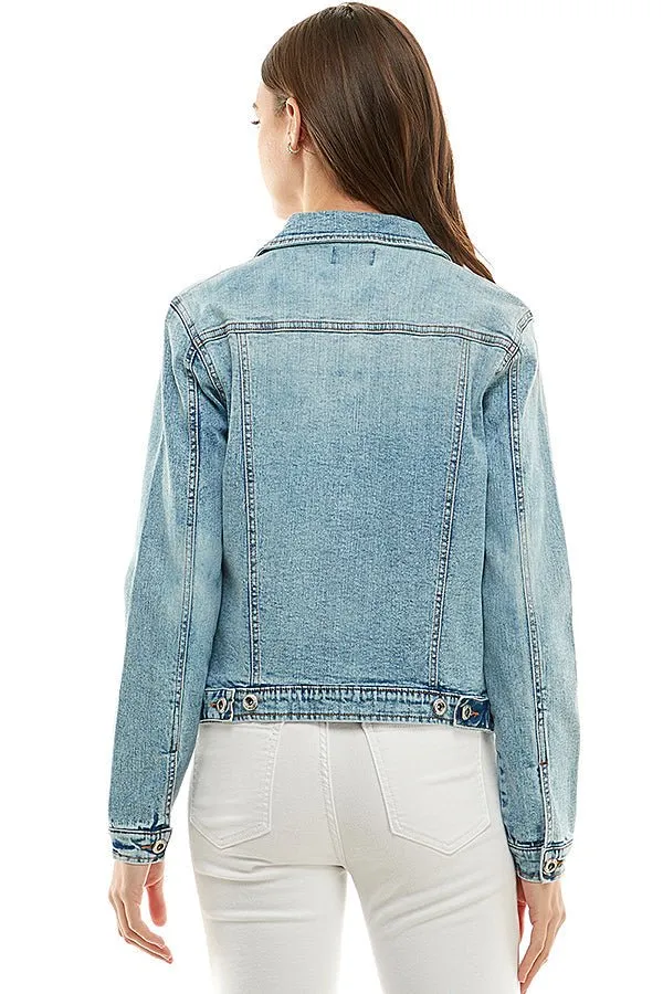 Plus Size Stretch Ladies  Casual Denim Jacket