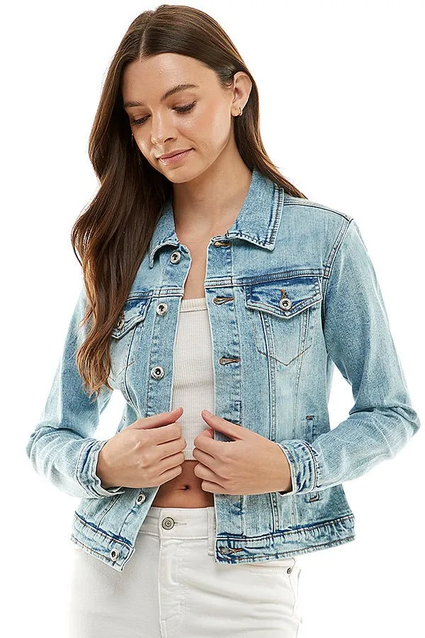 Plus Size Stretch Ladies  Casual Denim Jacket