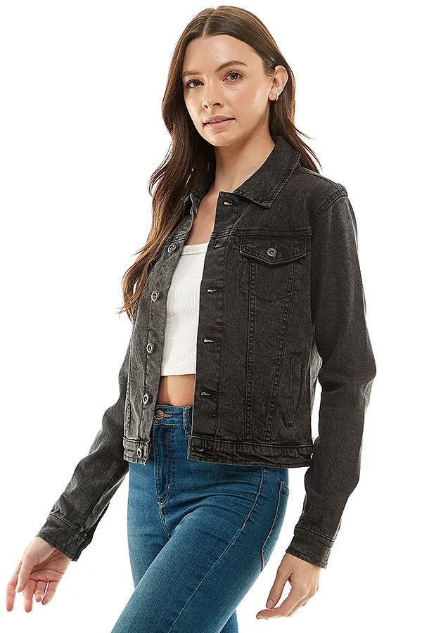 Plus Size Stretch Ladies  Casual Denim Jacket