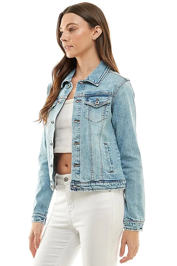 Plus Size Stretch Ladies  Casual Denim Jacket