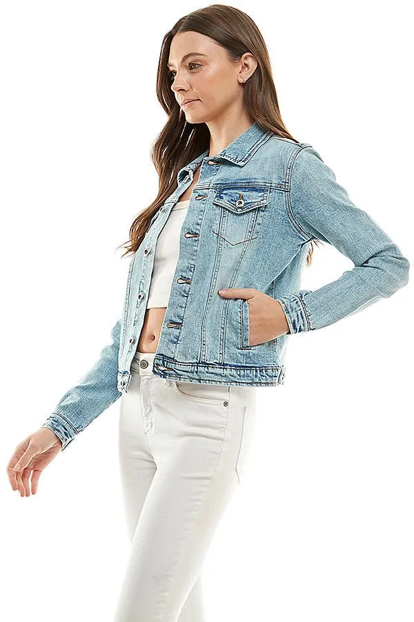 Plus Size Stretch Ladies  Casual Denim Jacket