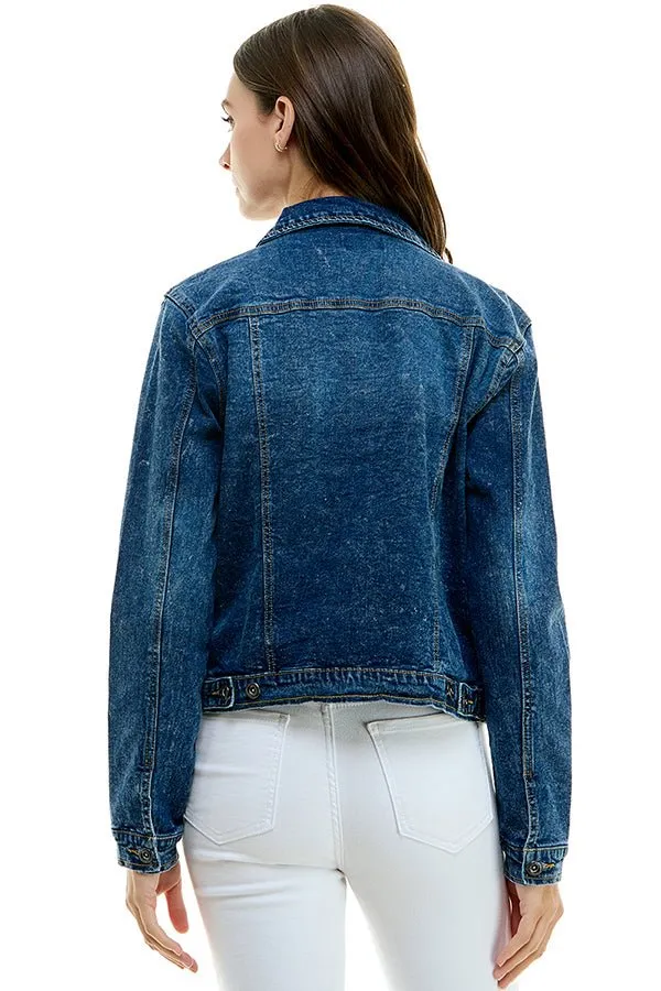 Plus Size Stretch Ladies  Casual Denim Jacket