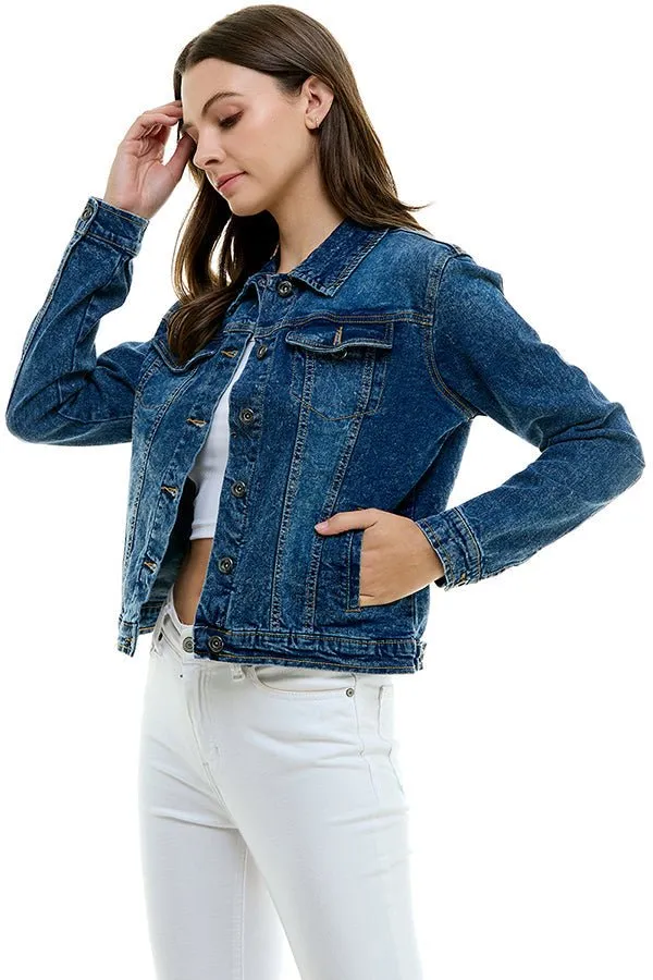 Plus Size Stretch Ladies  Casual Denim Jacket