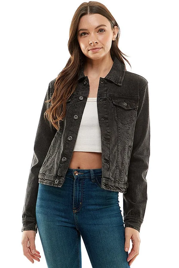 Plus Size Stretch Ladies  Casual Denim Jacket