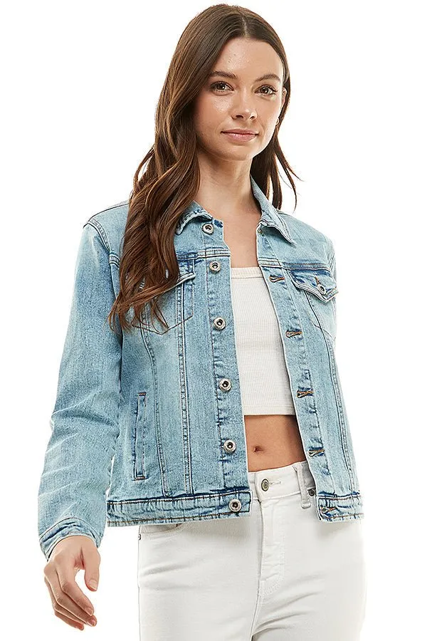 Plus Size Stretch Ladies  Casual Denim Jacket