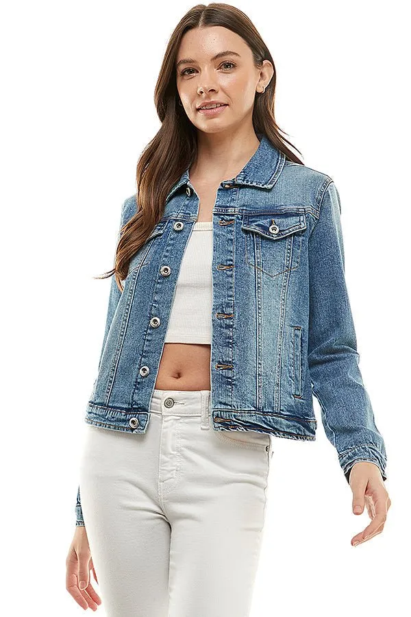 Plus Size Stretch Ladies  Casual Denim Jacket