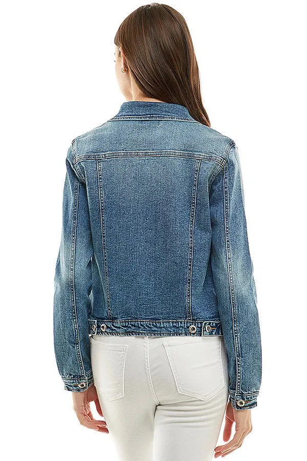 Plus Size Stretch Ladies  Casual Denim Jacket
