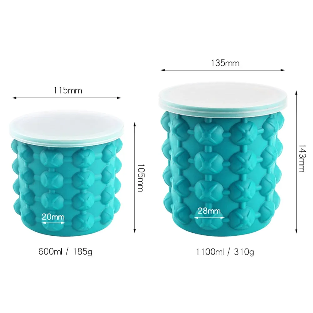 Portable Silicone Ice Cube Mold Maker Bucket