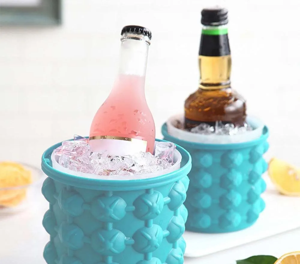 Portable Silicone Ice Cube Mold Maker Bucket