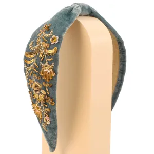 Powder Blue & Gold Velvet Headband