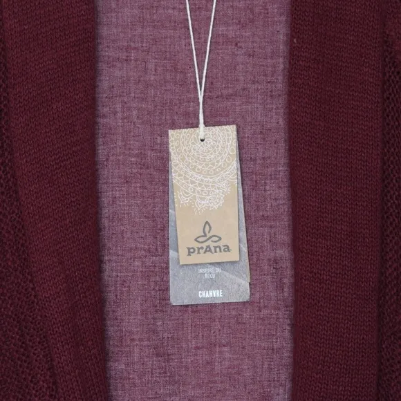 PrAna | Burgundy Diamond Sidetail Open Cardigan