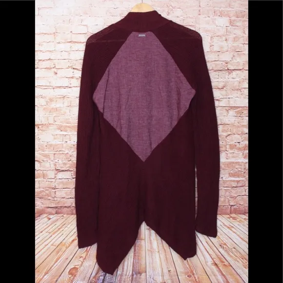 PrAna | Burgundy Diamond Sidetail Open Cardigan