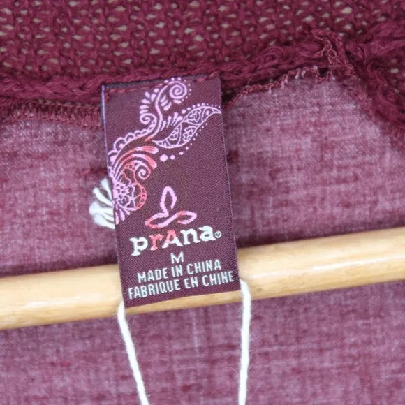 PrAna | Burgundy Diamond Sidetail Open Cardigan