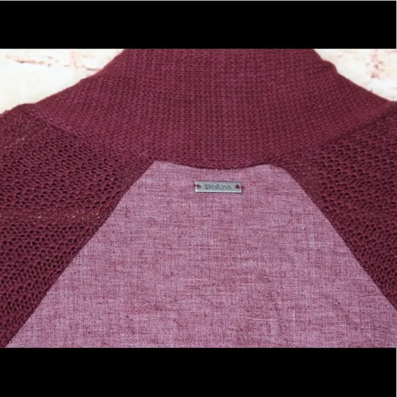 PrAna | Burgundy Diamond Sidetail Open Cardigan