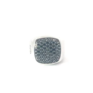 Pre-Owed David Yurman Streamline Signet Ring Sterling Silver Black Diamond