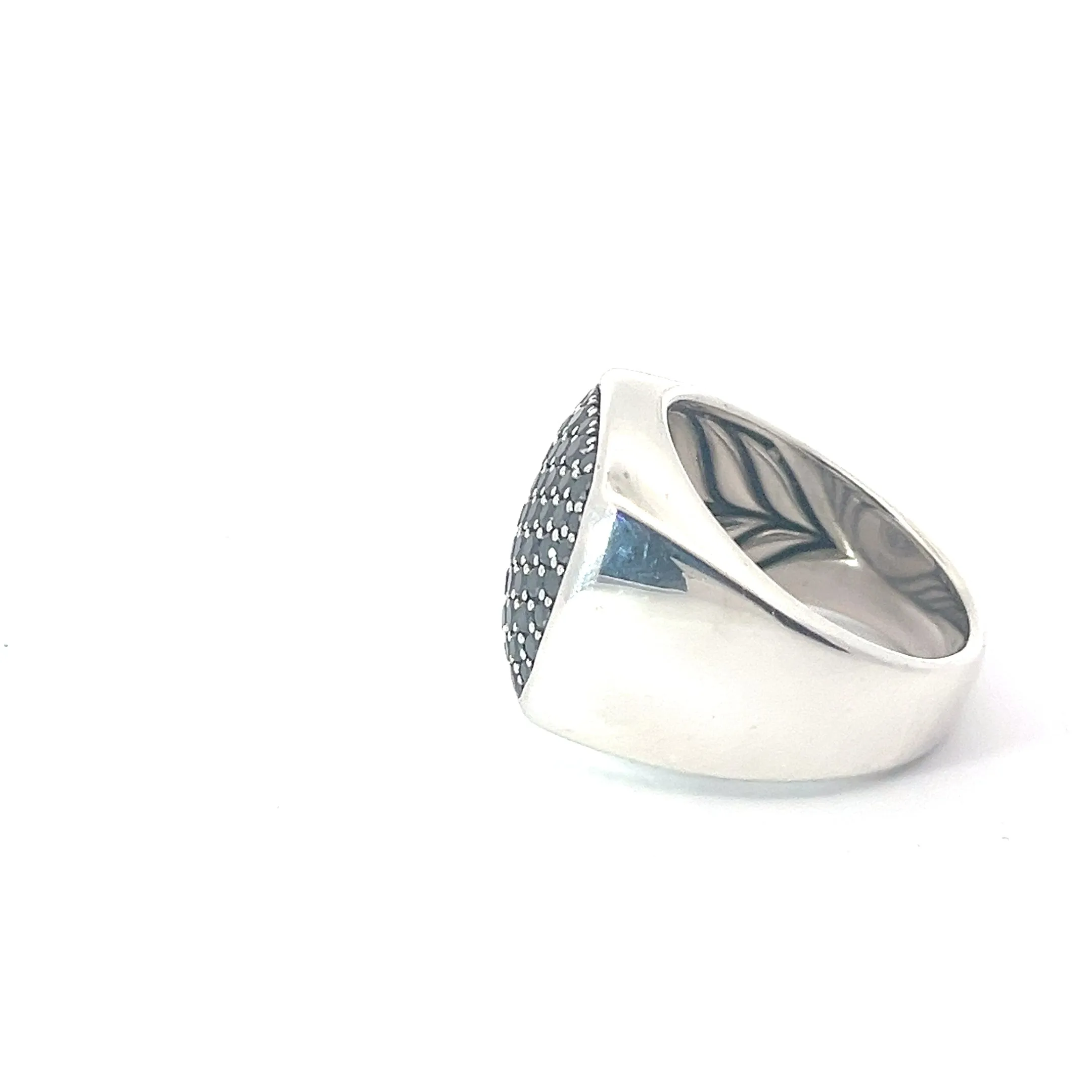 Pre-Owed David Yurman Streamline Signet Ring Sterling Silver Black Diamond