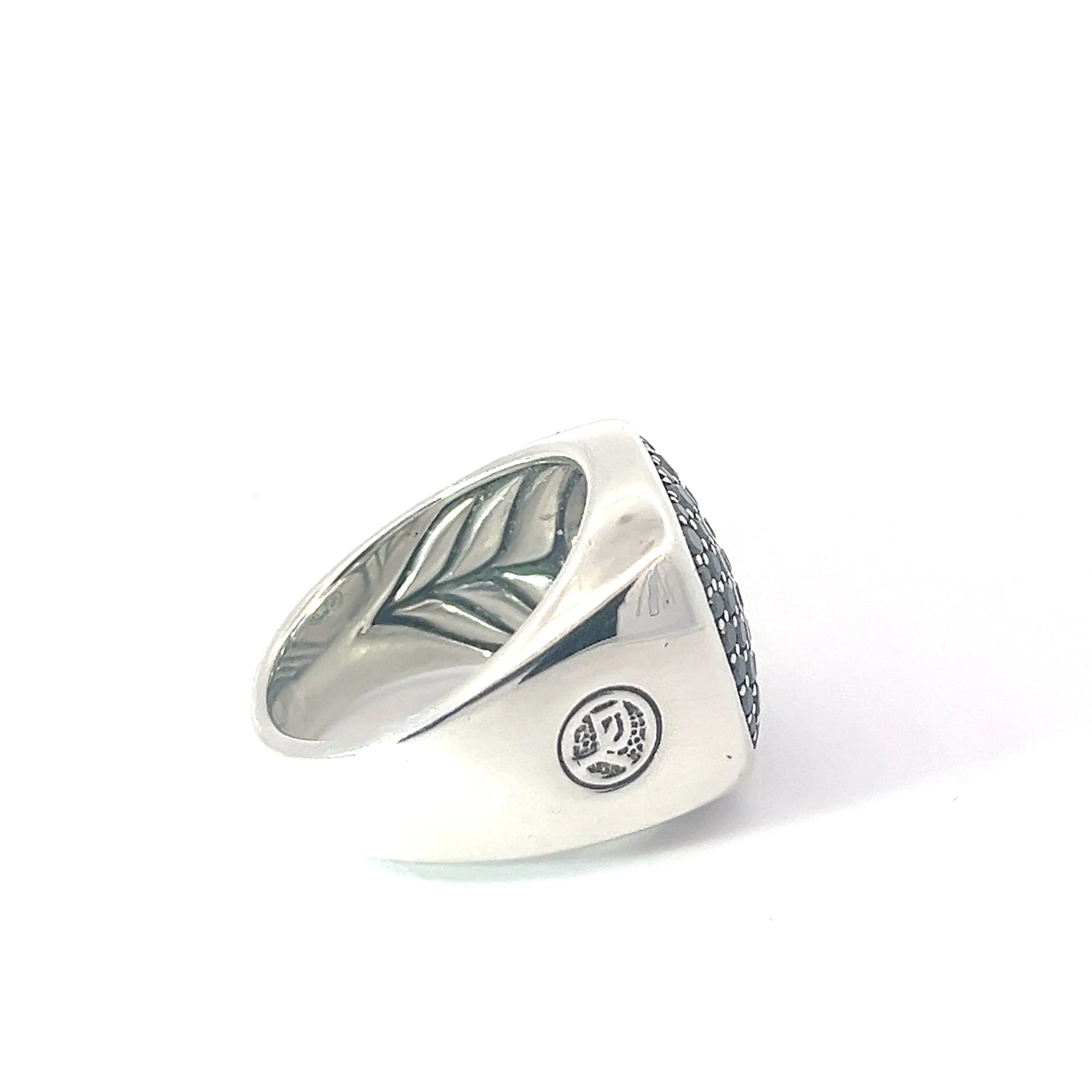 Pre-Owed David Yurman Streamline Signet Ring Sterling Silver Black Diamond