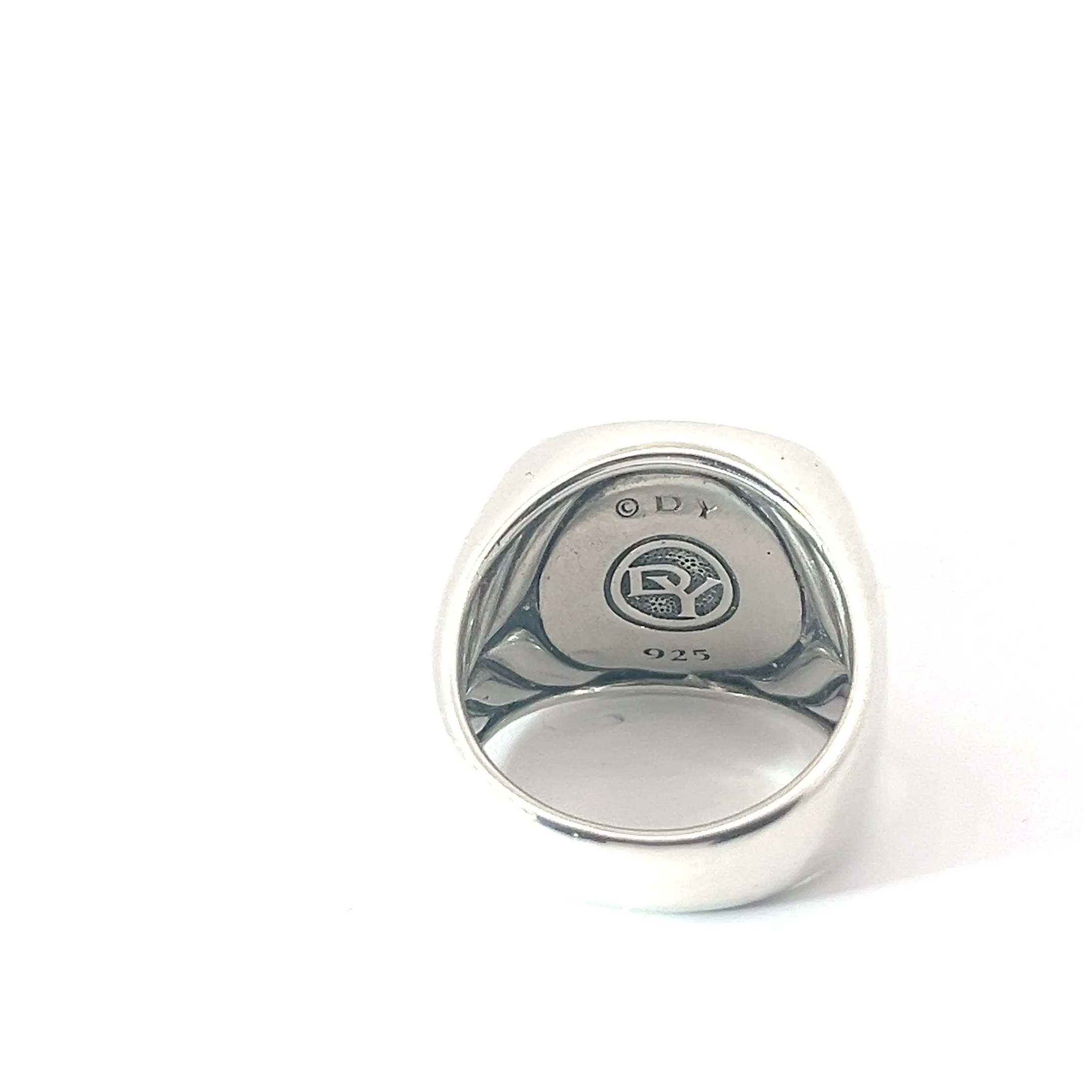 Pre-Owed David Yurman Streamline Signet Ring Sterling Silver Black Diamond