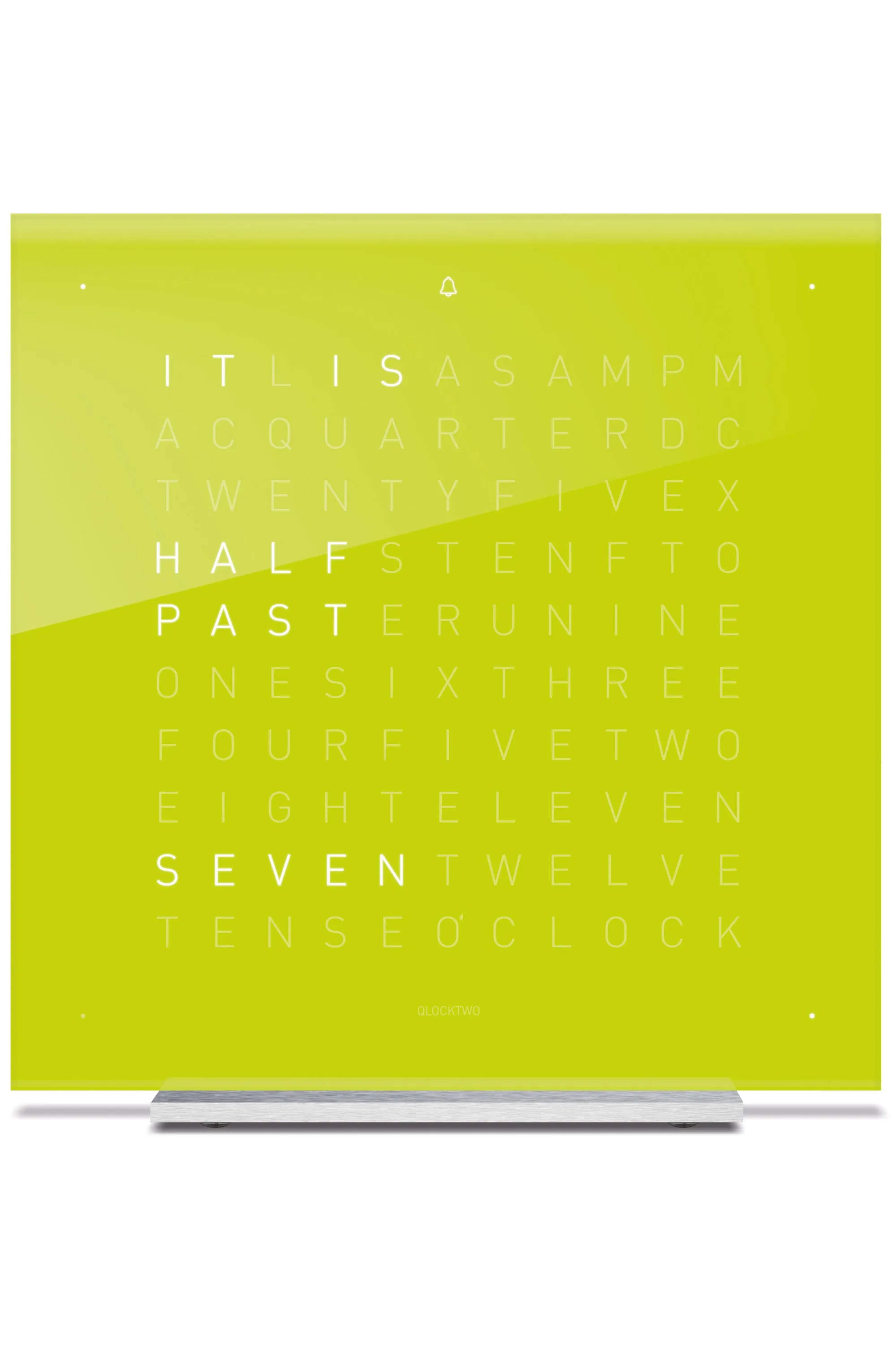 QLOCKTWO TOUCH Aluminium Desk Clock with LIME JUICE Acrylic Faceplate