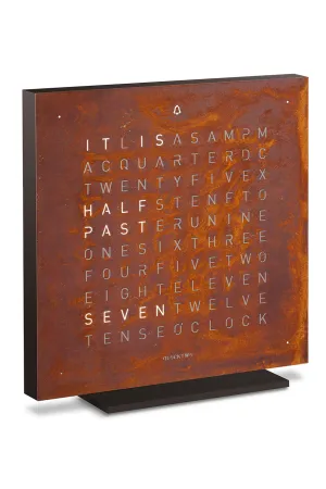QLOCKTWO TOUCH Creator's Edition Aluminium Desk Clock with RUST Steel Faceplate