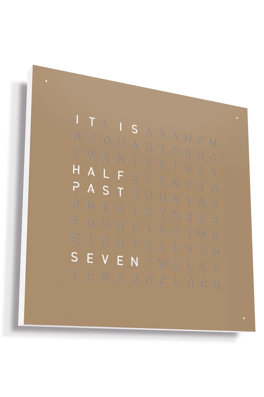 QLOCKTWO Wall Clock with HAZELNUT Stainless Steel Faceplate