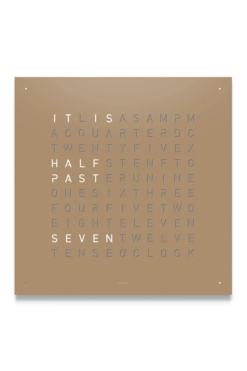 QLOCKTWO Wall Clock with HAZELNUT Stainless Steel Faceplate