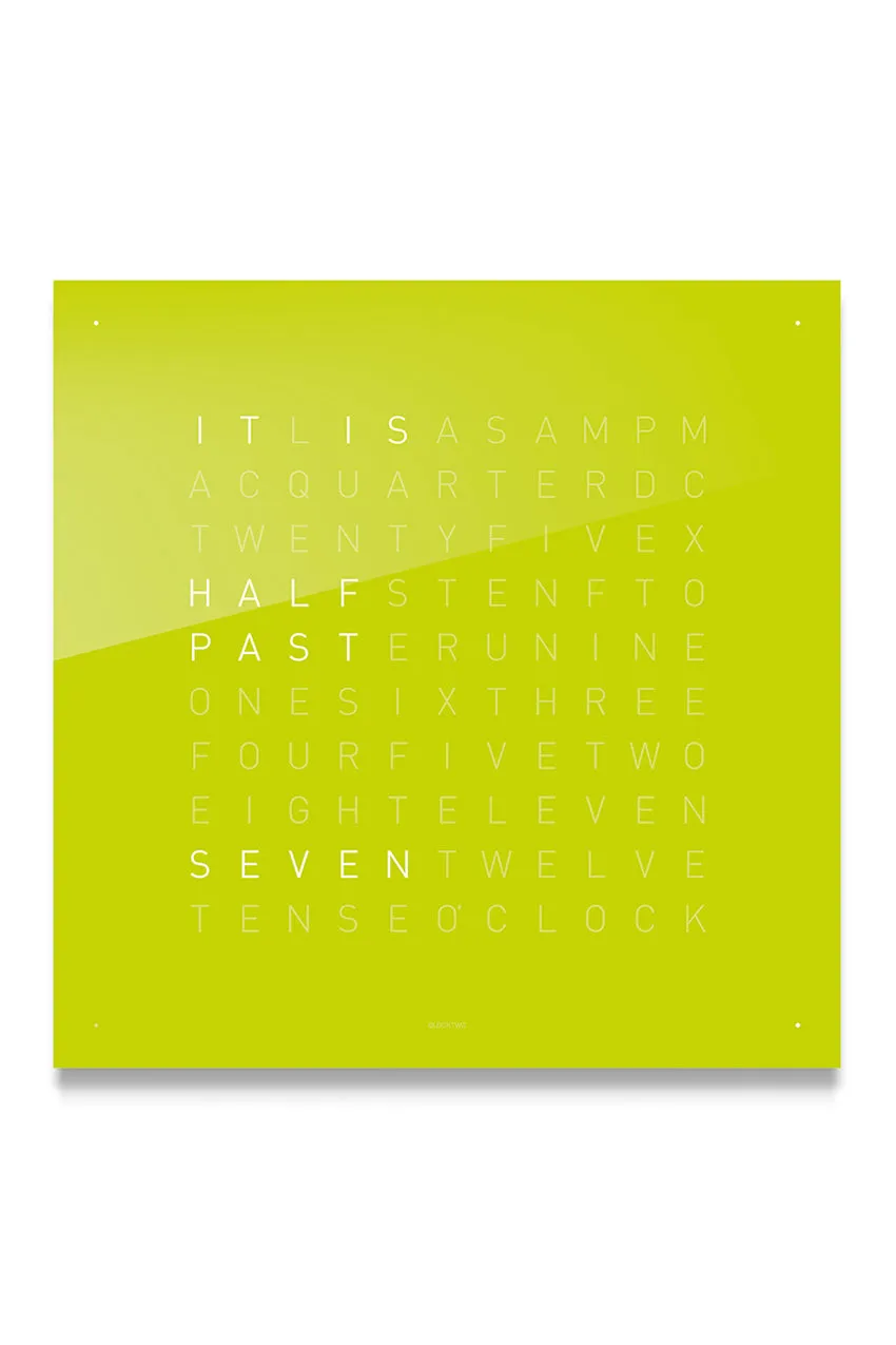 QLOCKTWO Wall Clock with LIME JUICE Acrylic Faceplate