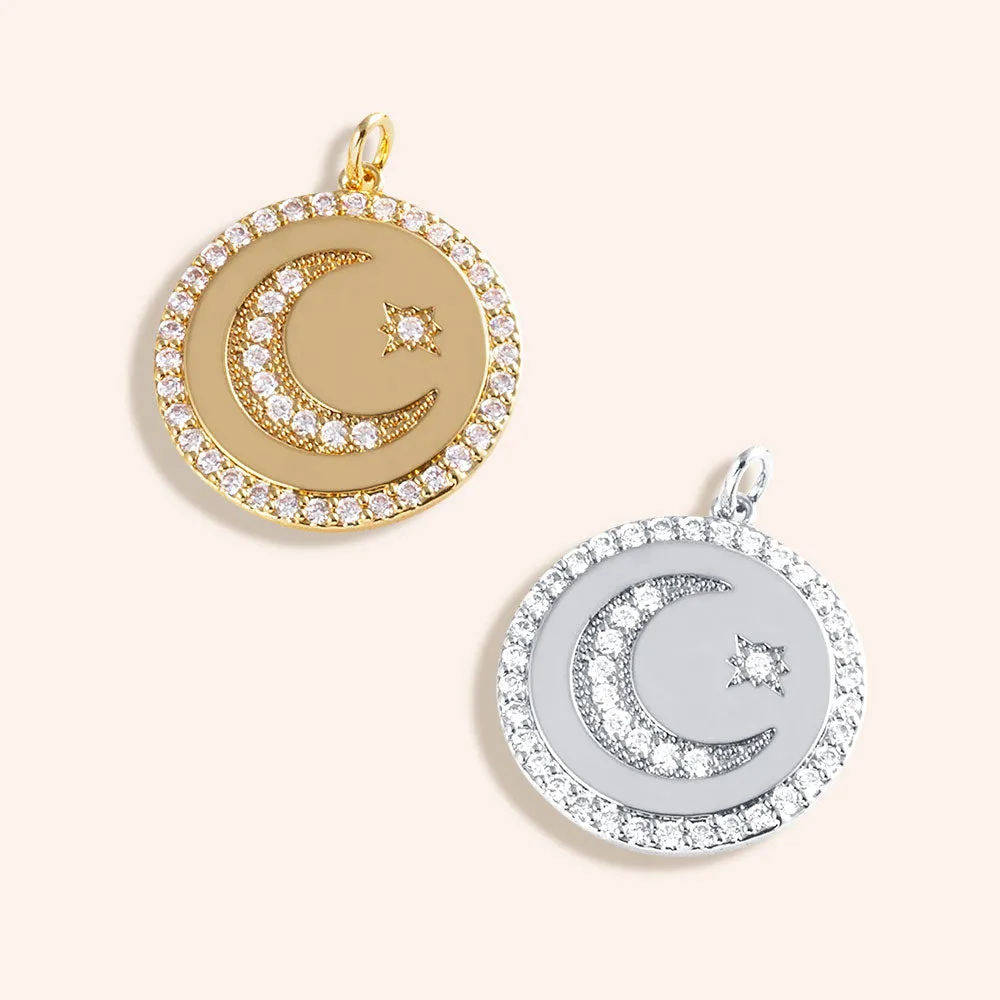 "Galaxy" Moon & Star Charm
