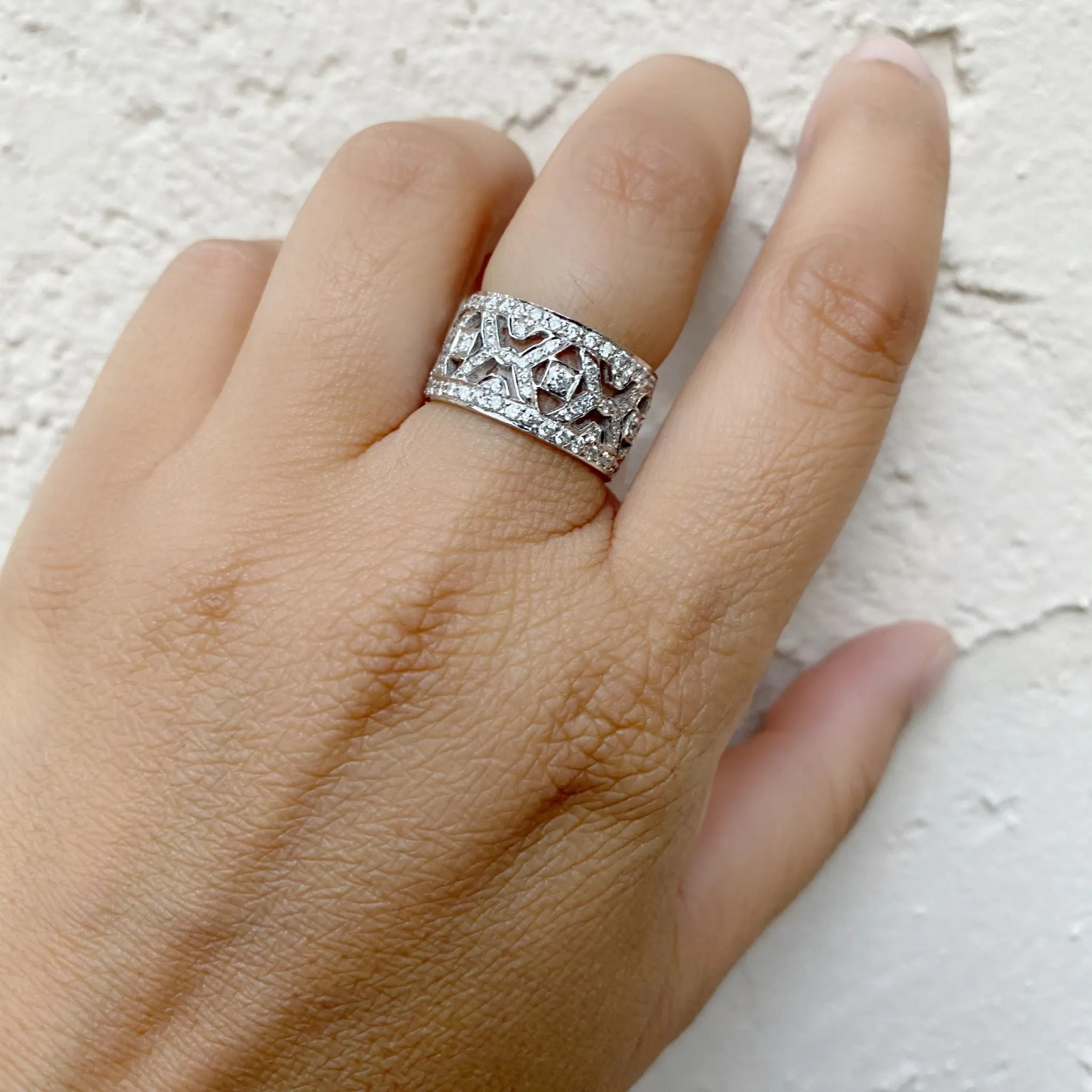 "X" White Diamond Band