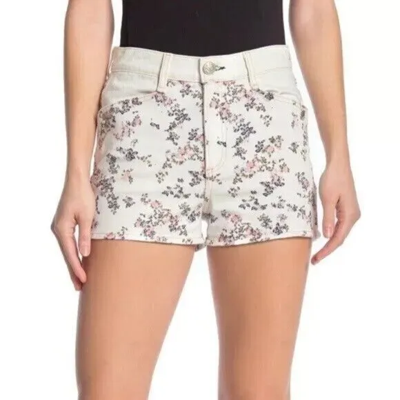 Rag &amp; Bone HIGH RISE Floral Jean Shorts Denim Size 28 x 2.5&quot; Casual
