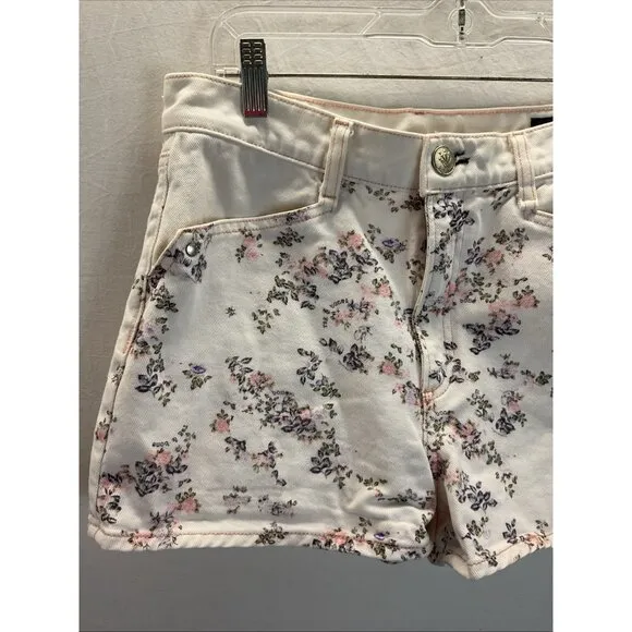 Rag &amp; Bone HIGH RISE Floral Jean Shorts Denim Size 28 x 2.5&quot; Casual
