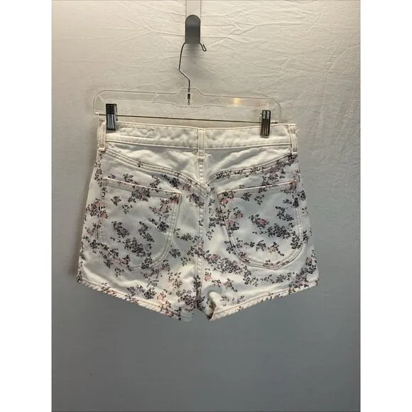 Rag &amp; Bone HIGH RISE Floral Jean Shorts Denim Size 28 x 2.5&quot; Casual