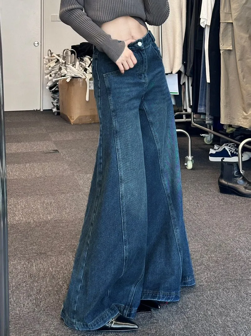 REDDACHiC Rigid Denim Elephant Bell Bottoms Vintage Women Baggy Jeans Loose Flared Blue Loon Pants Wide Leg High Waist Trousers