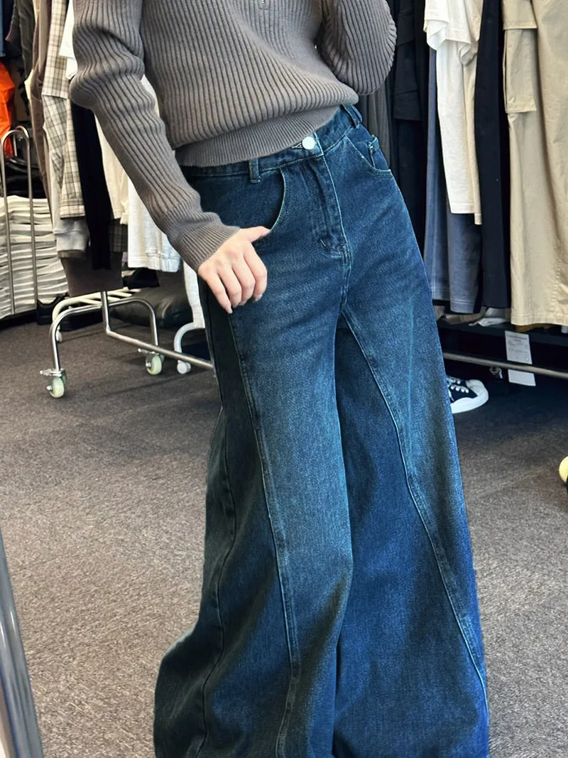 REDDACHiC Rigid Denim Elephant Bell Bottoms Vintage Women Baggy Jeans Loose Flared Blue Loon Pants Wide Leg High Waist Trousers