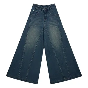 REDDACHiC Rigid Denim Elephant Bell Bottoms Vintage Women Baggy Jeans Loose Flared Blue Loon Pants Wide Leg High Waist Trousers