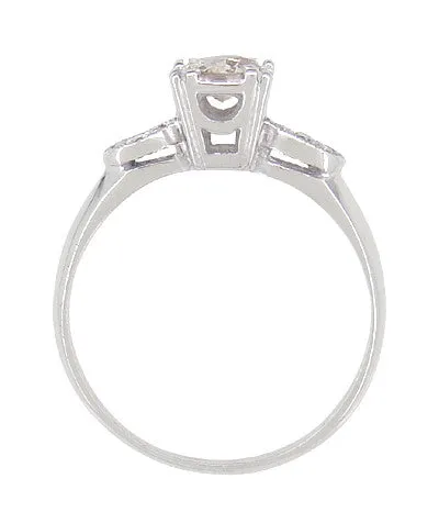 Retro Moderne 14 Karat White Gold Antique Diamond Engagement Ring