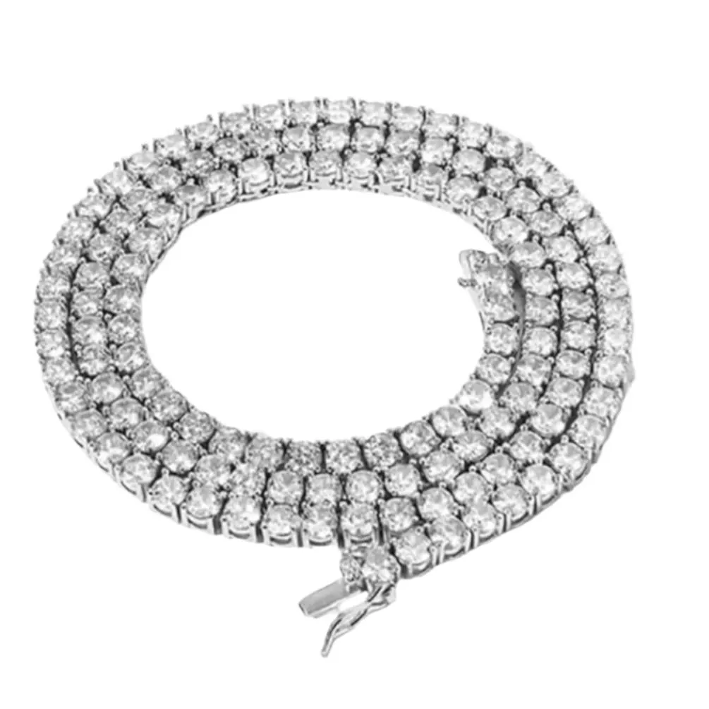 Rhodium 925 Sterling Silver Moissanite 4mm Tennis Chain- M500079