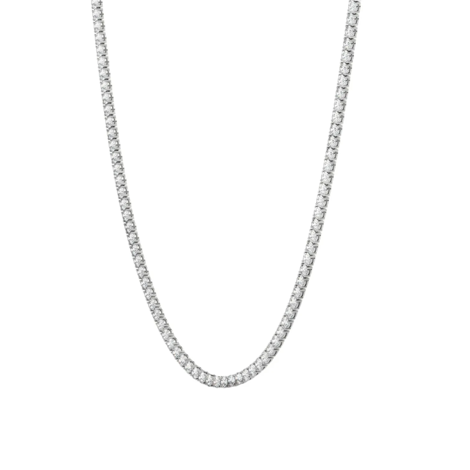 Rhodium 925 Sterling Silver Moissanite 4mm Tennis Chain- M500079