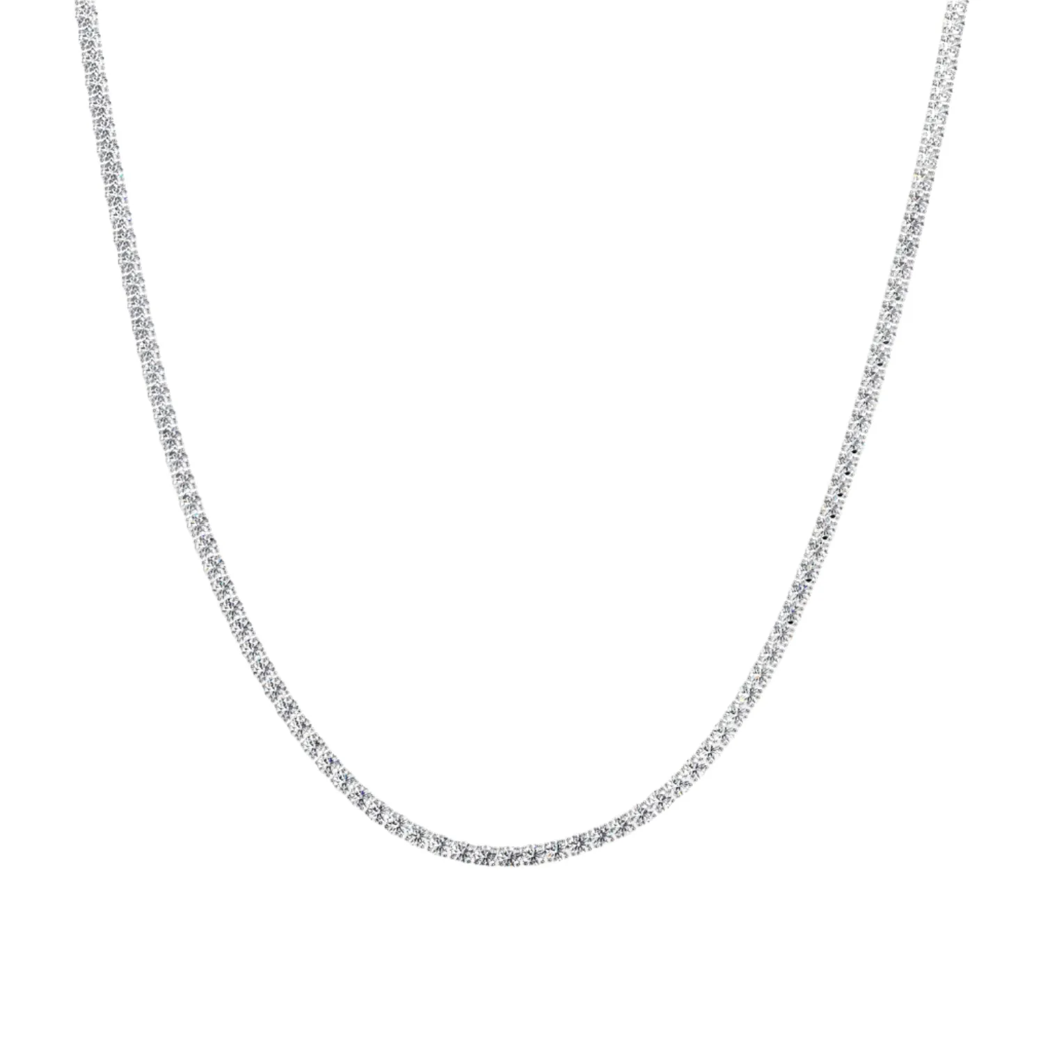 Rhodium 925 Sterling Silver Moissanite 4mm Tennis Chain- M500079