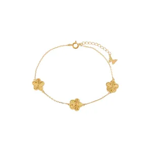 Ridged Triple Ridged Five Leaf Clover Bracelet