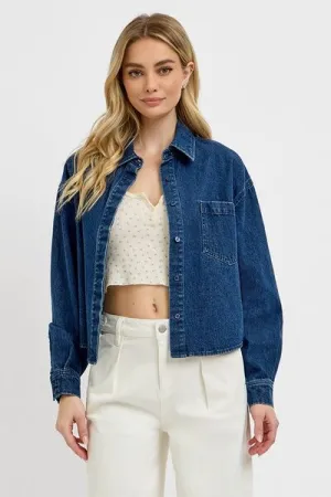 RISEN Button Up Long Sleeve Denim Shacket