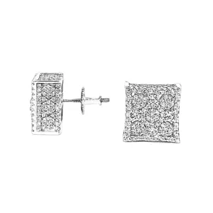 Round Clear Zirconia Square Stud Screw BAck ICed Out Earrings - C239619