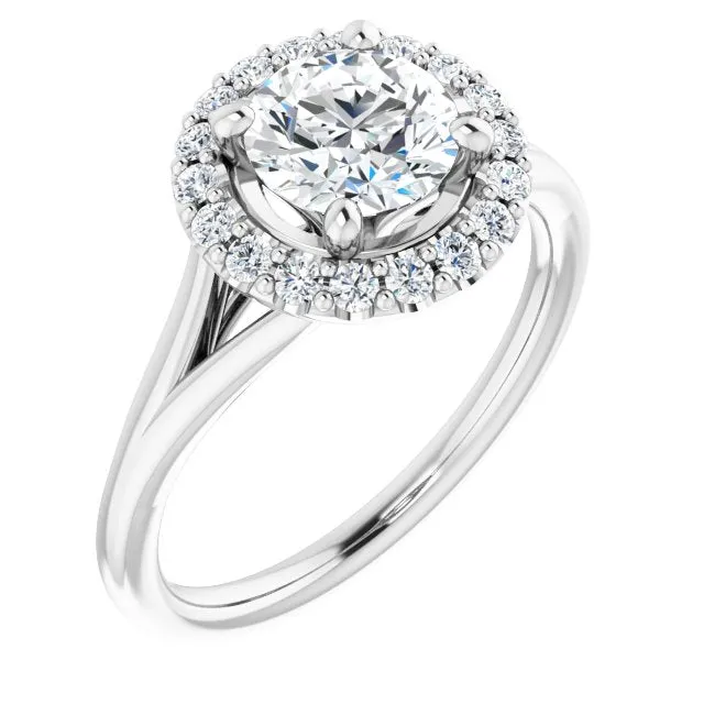 Round Diamond Halo Engagement Ring