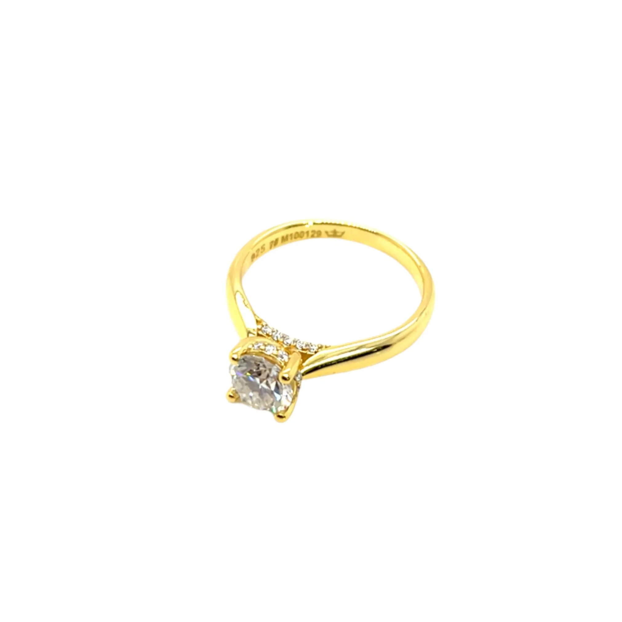 Round Main and side design 1.18CT Moissanite Engagement Sterling 925 Ring -M100129