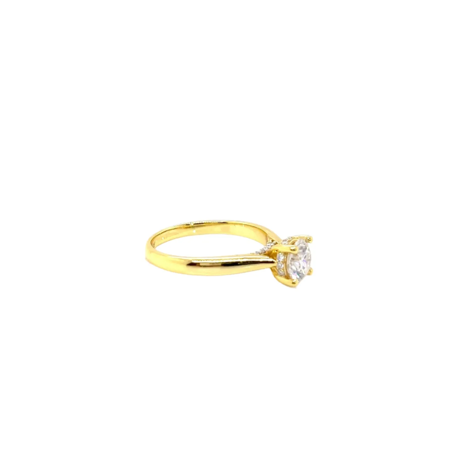 Round Main and side design 1.18CT Moissanite Engagement Sterling 925 Ring -M100129