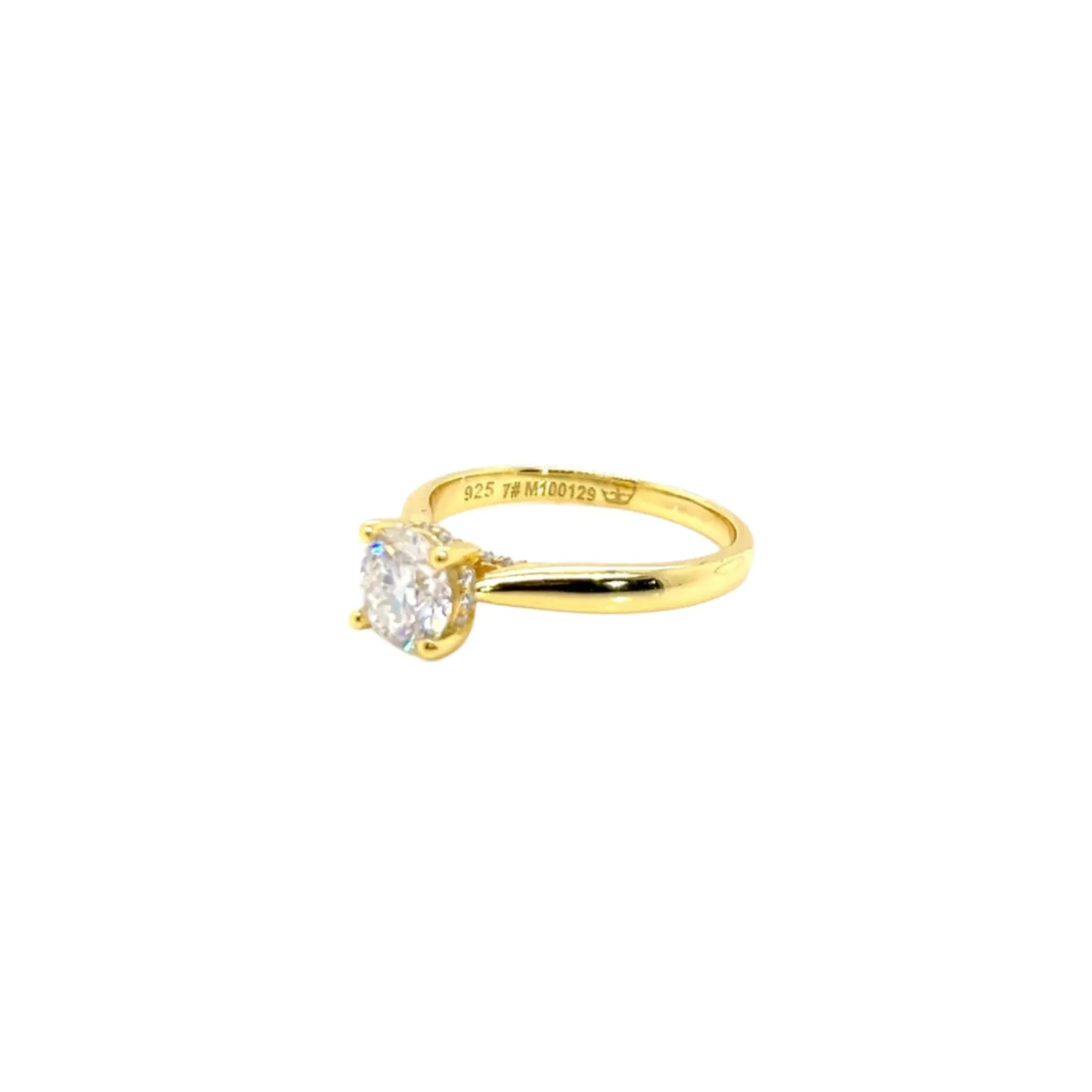 Round Main and side design 1.18CT Moissanite Engagement Sterling 925 Ring -M100129