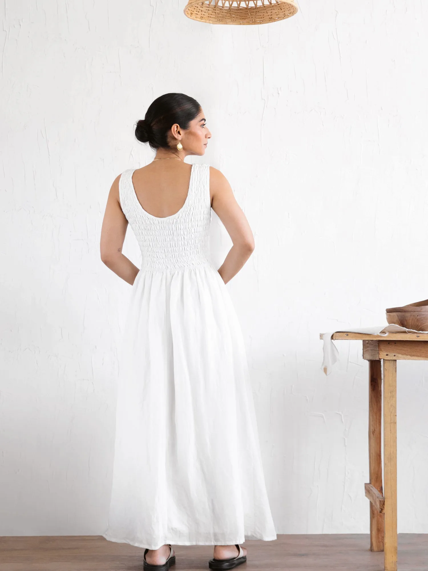 Round Neck Smocked Maxi Dress