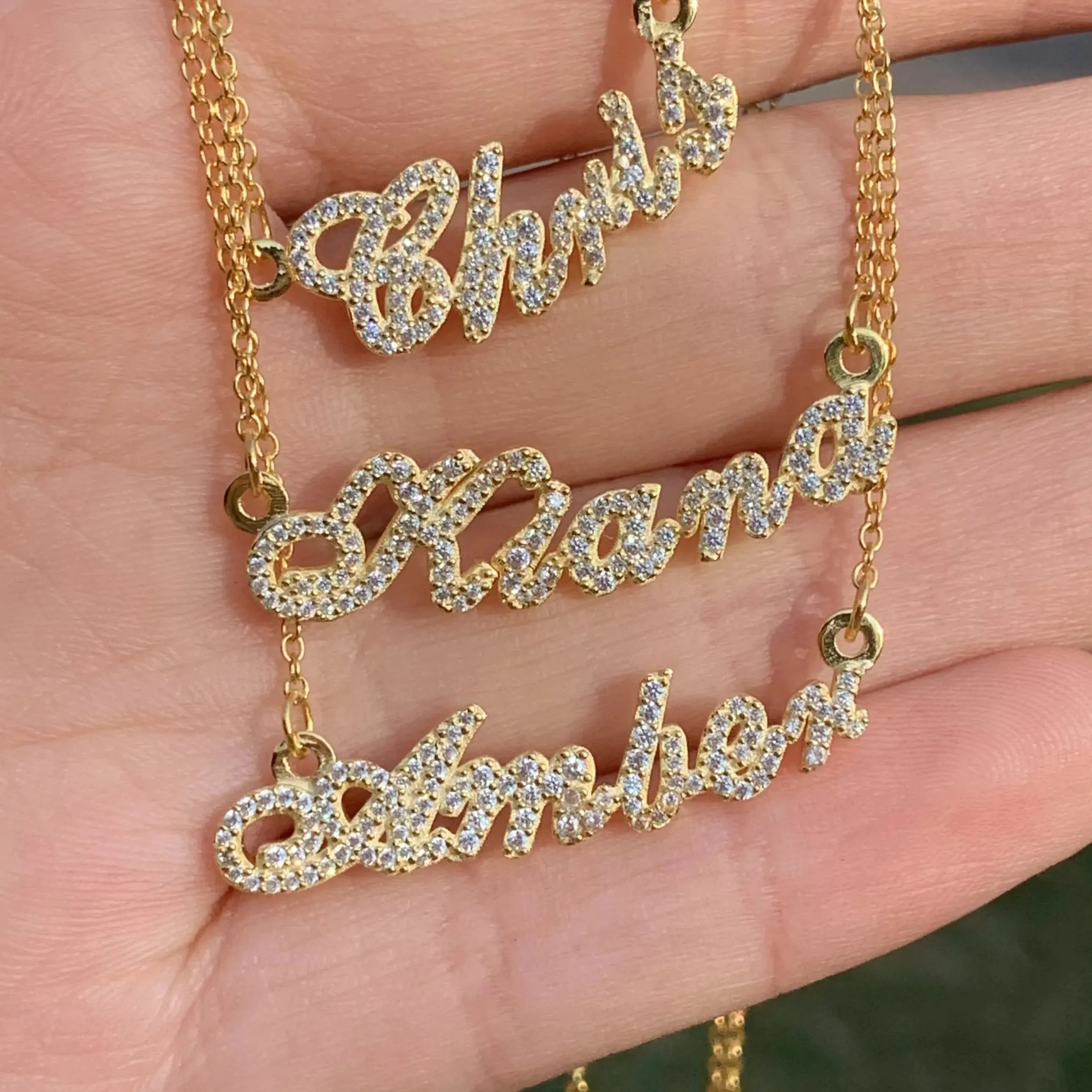 s925 Sterling Silver Crystal Custom Name Necklace